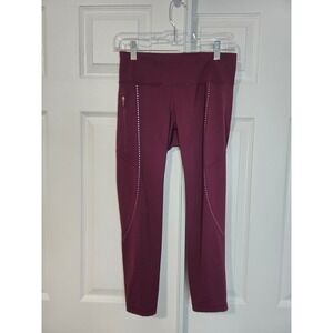 Lululemon Extra Mile Crop (Reflective 23") Leggings Burgundy Red Size 6 W6AH9S